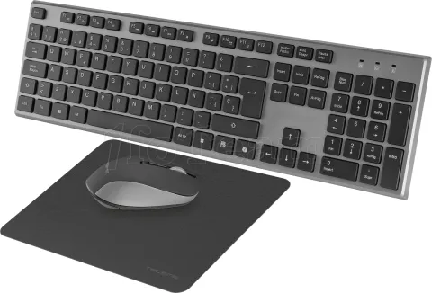 Photo de Pack 3en1 (Clavier/Souris/Tapis) Tacens Zenith (Noir/Argent)