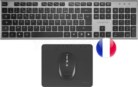 Photo de Pack 3en1 (Clavier/Souris/Tapis) Tacens Zenith (Noir/Argent)