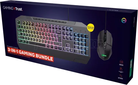 Photo de Pack 3en1 (Clavier/Souris/Tapis) Trust GXT 791 RGB (Noir)