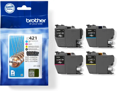 Photo de Pack 4 cartouches d'encre Brother LC-421 (Noir + Couleurs)