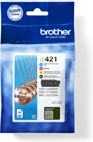 Photo de Pack 4 cartouches d'encre Brother LC-421 (Noir + Couleurs)