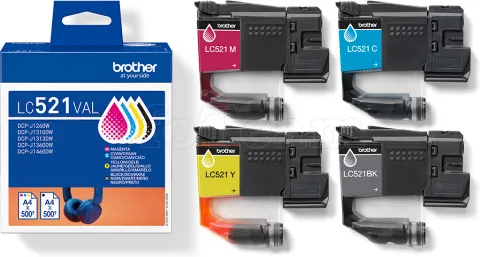Photo de Pack 4 cartouches d'encre Brother LC521VAL