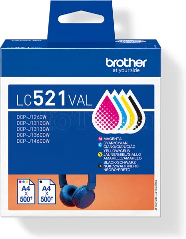 Photo de Pack 4 cartouches d'encre Brother LC521VAL