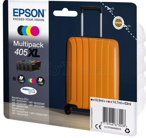 Photo de Pack 4 cartouches d'encre Epson DuraBrite Ultra Valise 405 XL (Noir + Couleurs)