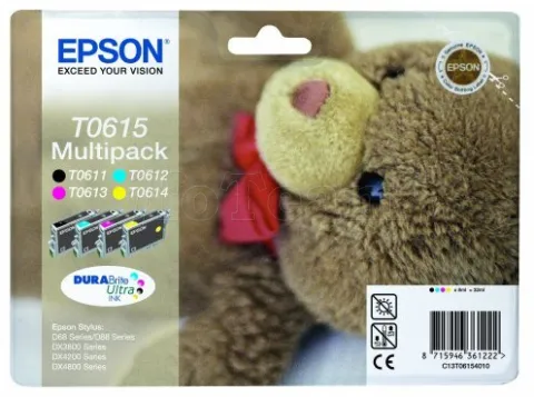 Photo de Pack 4 cartouches d'encre Epson Ourson T0615