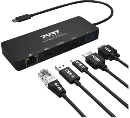 Photo de Pack 5en1 (Clavier & Souris Bluetooth/Webcam/Station d'accueil/Support) sans fil Port Design Home Office (Noir)