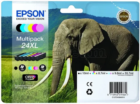 Photo de Pack 6 cartouches d'encre Epson Elephant T24