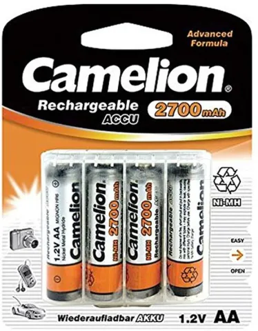 Photo de Pack blister de 4 piles rechargeables Camelion type AA 1,2V - 2700 mAh (R03)