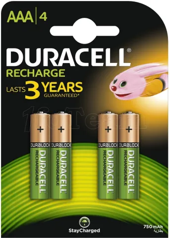 Photo de Pack blister de 4 piles rechargeables Duracell AAA 1,2V - 750 mAh (R03)
