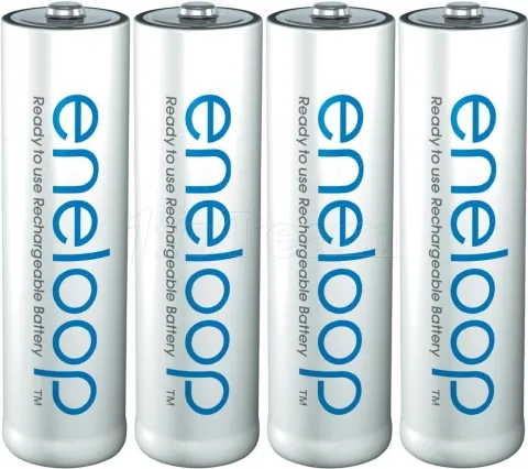 Photo de Pack blister de 4 piles rechargeables Panasonic Eneloop type AA 1,2V - 1900 mAh (R06)