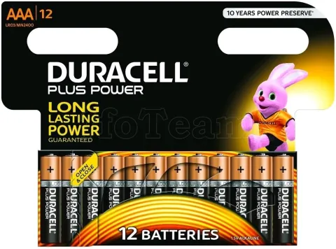Photo de Pack de 12 piles Alcaline Duracell Plus Power type AAA 1,5V (R03)