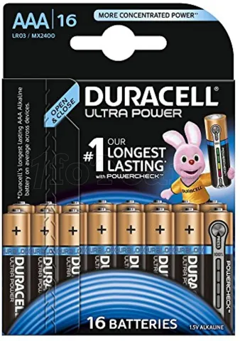 Photo de Pack de 16 piles Alcaline Duracell Ultra Power type AAA 1,5V (R03)