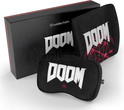 Photo de Pack de 2 Coussins pour fauteuil Noblechairs Doom Edition (Noir/Rouge)