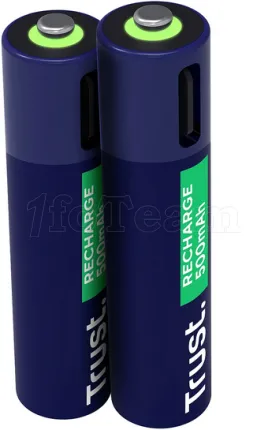 Photo de Pack de 2 piles rechargeables par USB-C Trust type AAA - 500mAh (LR03)