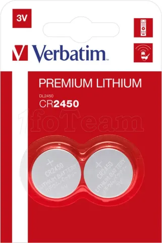 Photo de Pack de 2 Piles Verbatim plate 3V Lithium (CR2450)