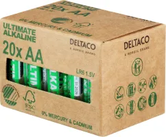Photo de Pack de 20 piles Alcaline Deltaco type AA 1,5V (LR6)