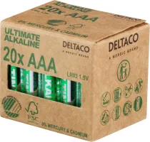 Photo de Pack de 20 piles Alcaline Deltaco type AAA 1,5V (LR03)