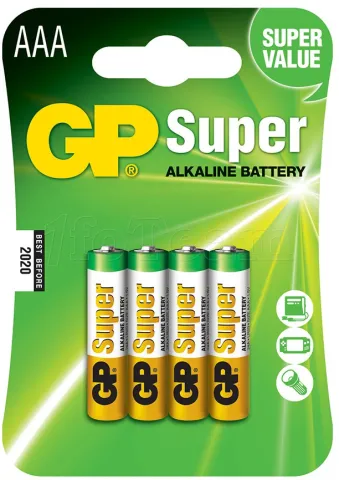Photo de Pack de 4 piles Alcaline GP Batteries Super type AAA 1,5V (R03)