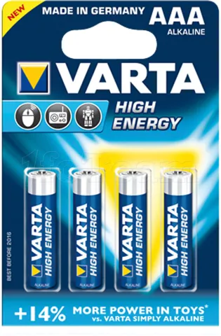 Photo de Pack de 4 piles Alcaline VARTA type AAA 1,5V (LR3)