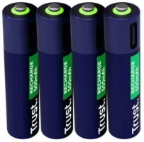 Photo de Pack de 4 piles rechargeables par USB-C Trust type AAA - 500 mAh - Cable recharge inclus (LR03)