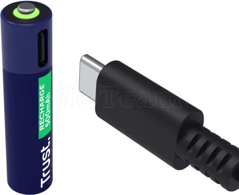 Photo de Pack de 4 piles rechargeables par USB-C Trust type AAA - 500 mAh - Cable recharge inclus (LR03)