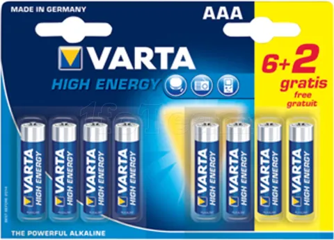 Photo de Pack de 8 piles Alcalines Varta type AAA (LR3) 1,5V