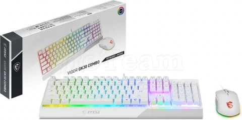 Photo de Pack Gamer 2en1 (Clavier/Souris) MSI Vigor GK30 Combo RGB (Blanc)