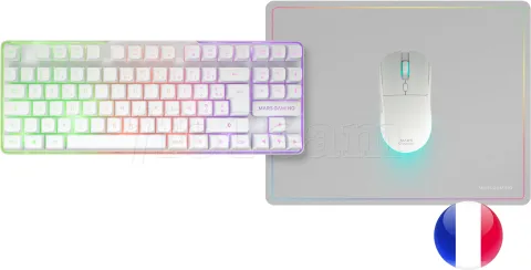 Photo de Pack Gamer 3en1 (Calvier/Souris/Tapis) Mars Gaming MCPWTKL (Blanc)