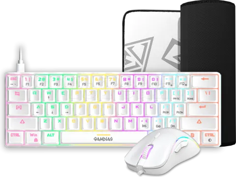 Photo de Pack Gamer 3en1 (Clavier/Souris/Tapis) Gamdias Hermes E4 RGB (Blanc)