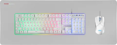 Photo de Pack Gamer 3en1 (Clavier/Souris/Tapis) Mars Gaming MCPX RGB (Blanc)