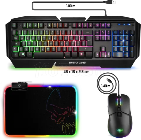 Photo de Pack Gamer 3en1 (Clavier/Souris/Tapis) Spirit of Gamer Ultimate 500 RGB (Noir)