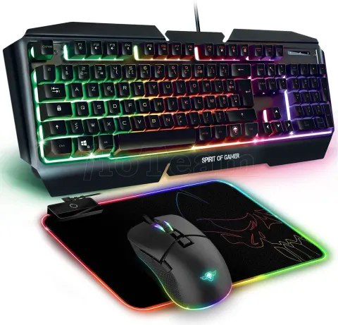 Photo de Pack Gamer 3en1 (Clavier/Souris/Tapis) Spirit of Gamer Ultimate 500 RGB (Noir)