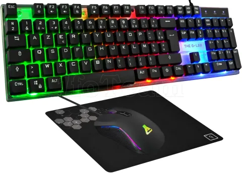 Photo de Pack Gamer 3en1 (Clavier/Souris/Tapis) The G-Lab Combo Yttrium RGB (Noir)