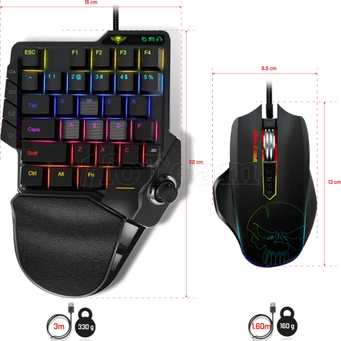 Photo de Pack Gamer 3en1 (Pad/Souris/Tapis) Spirit of Gamer Xpert G900 RGB (Noir)