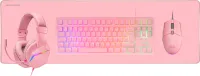 Photo de Pack Gamer 4en1 (Clavier/Souris/Casque/Tapis) Mars Gaming MCP-RGB3 (Rose)