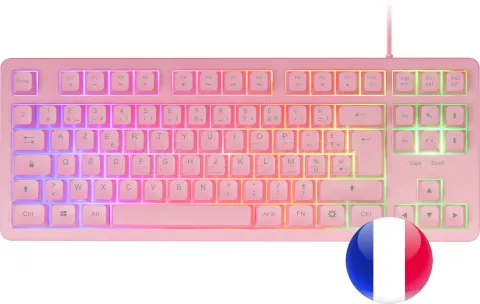 Photo de Pack Gamer 4en1 (Clavier/Souris/Casque/Tapis) Mars Gaming MCP-RGB3 (Rose)