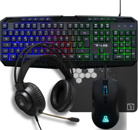 Photo de Pack Gamer 4en1 (Clavier/Souris/Casque/Tapis) The G-Lab Combo Argon V3 RGB (Noir)