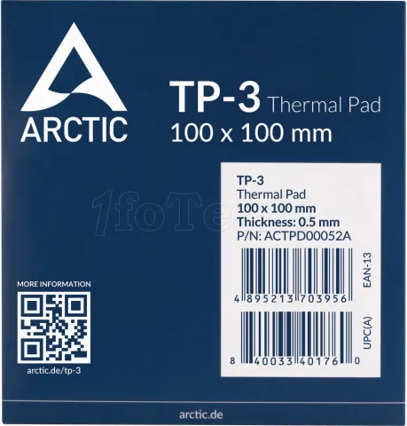 Photo de Pad Thermique Arctic TP-3 100x100x0,5mm (Bleu)