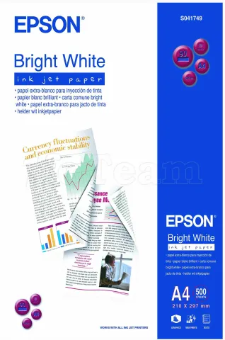 Photo de Papier blanc brillant Epson Bright White 90g/m² - 500 feuilles A4