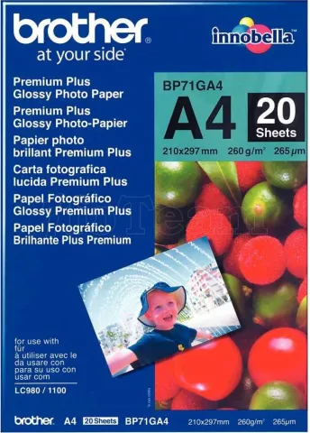 Photo de Papier Photo Brother Brillant Premium Plus 260g/m² - 20 feuilles A4