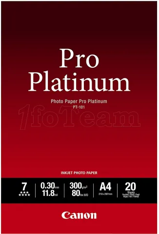 Photo de Papier Photo Canon Pro Platinum 300g/m² - 20 feuilles A4 21x29.7 cm