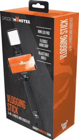 Photo de Perche articulée rétroéclairée GadgetMonster Vlogging Stick (Noir)