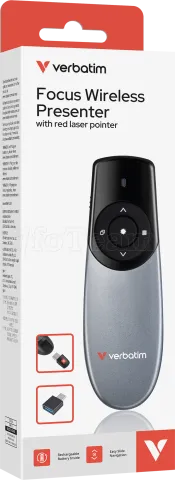Photo de Pointeur Laser sans fil Verbatim Focus Wireless Presenter (Gris)