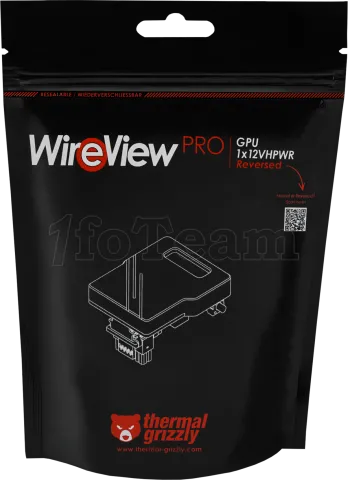 Photo de Prise 1x 12VHPWR Thermal Grizzly WireView Pro GPU Reverse avec mesure de la consommation