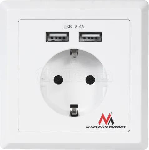 Photo de Prise de courant Maclean MCE237 avec 2x USB 2,4A (Blanc)