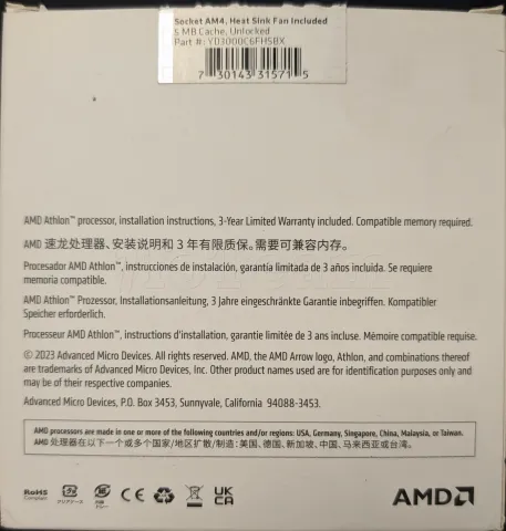 Photo de Processeur AMD Athlon 3000G (3,5 Ghz) AM4 - SN 9KX5985U30229_YD3000C6M2OFH - ID 225277