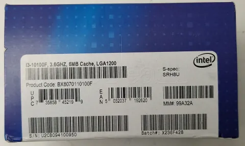 Photo de Processeur Intel Core i3-10100F Comet Lake (3,6Ghz) (Sans iGPU) - SN U2CB094100950 - ID 200904