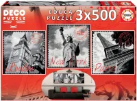 Photo de Puzzle Educa - 3 Grandes Villes (3x500 pièces)