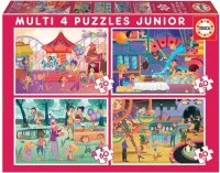 Photo de Puzzle Educa 4en1 - Progressif : Parcs d'attraction  (20/40/60/80 pièces)