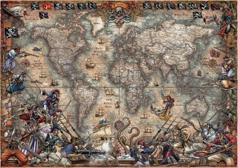 Photo de Puzzle Educa - Carte des pirates (2000 pièces)
